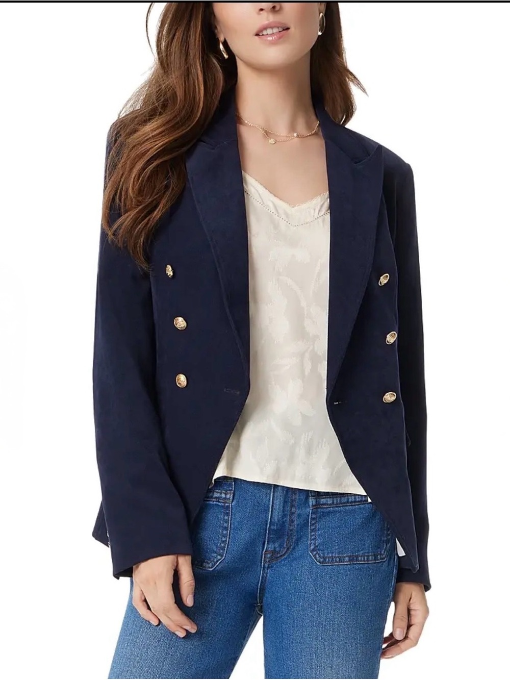 Sam Edelman Navy Double-Breasted Blazer with Gold Buttons Retail price $149.
